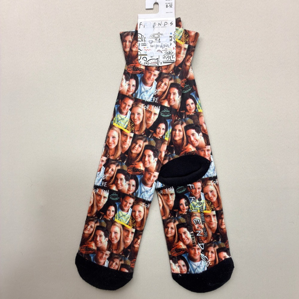 Bioworld Friends TV Show Crew Socks Mens Size 8-12 Cast Photo Print Multi Color